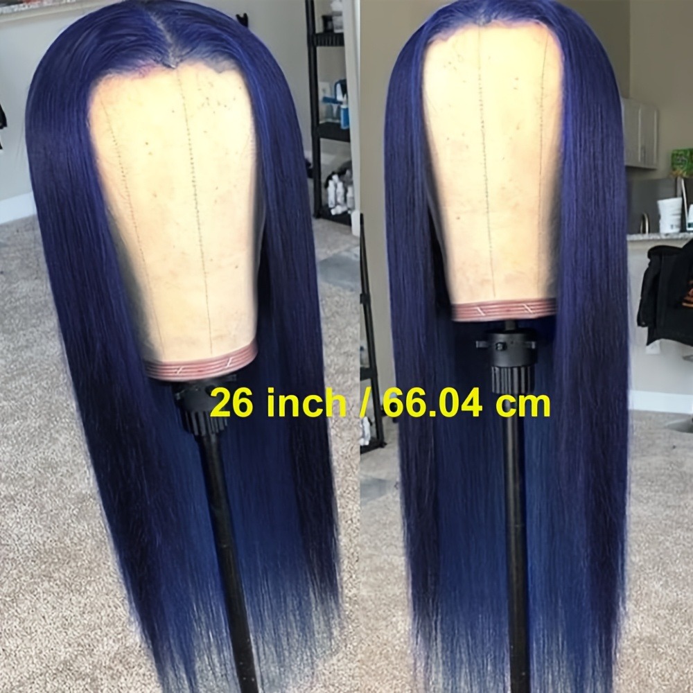 Midnight Blue Wig 13x6 Lace Front Glueless Wigs Human Hair 13x4 Ready To Wear Straight Lace Frontal Wig PrePlucked Lace Closure Wig Synthetic For Wome