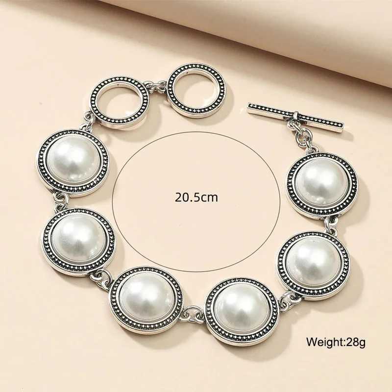 Fashion Boho Vintage Round Pearl Bracelets Bangles For Women Black Bead Vintage Adjustable Bracelet Jewelry Y250904