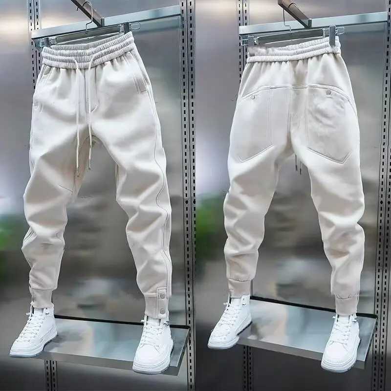 Solid Slim Fit Trousers Mens Casual Pants Loose Pockets Straight Cylinder Leggings Korean Fashion Harajuku Sweatpants y2k pantXJ250904