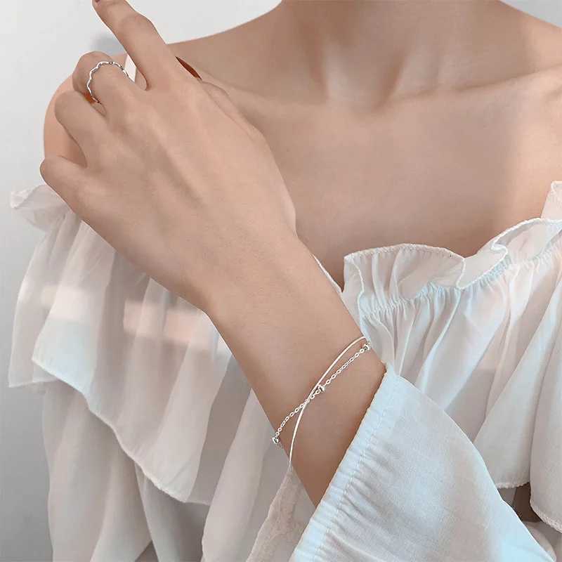 Double layered bracelet for women simple small round bead bracelet student snake bone chain Fashion bracelet jewelryXJ250904