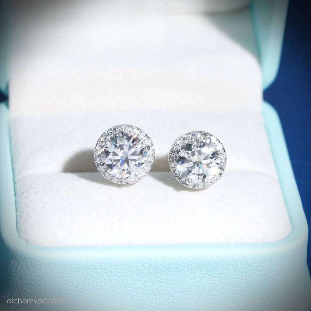 Hot Sale Cluster Stud Earring Fine Jewelry Gold Plated Sterling Sier Iced Out VVS Dia Moissanite Earrings