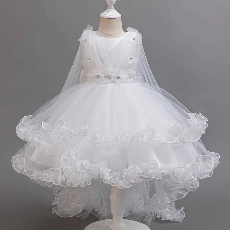 Children Princess Dresses Wedding Bridesmaid Wedding Dress Fluffy Dress Lace Trail Gown Childrens Wear Z250904