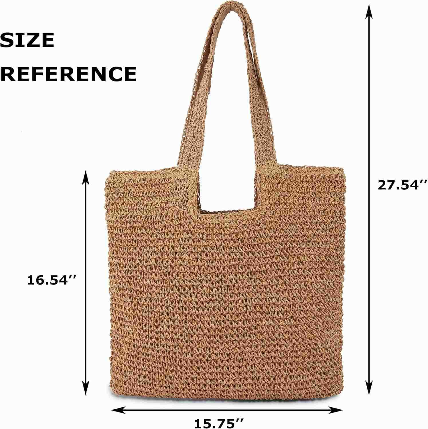 Tote Bag Large Summer Boho Woven Bags Rattan Handmade Shoulder Handbags for WomenW250904