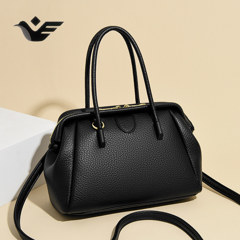 Feiyan Free Shipping New Designer Bag Luxury Shopping Bag Litchi Pattern Boston Bag Crossbody Bag Women's Handbag Simple Versatile Large Capacity