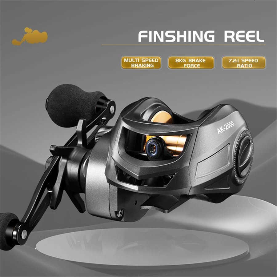 Baitcasting Fishing Reel Lightweight Aluminum Spool Fishing Reel 176Lbs Max Drag Magnetic Braking System 721 HighSpeed Gear Ratio High Speed Saltwate 