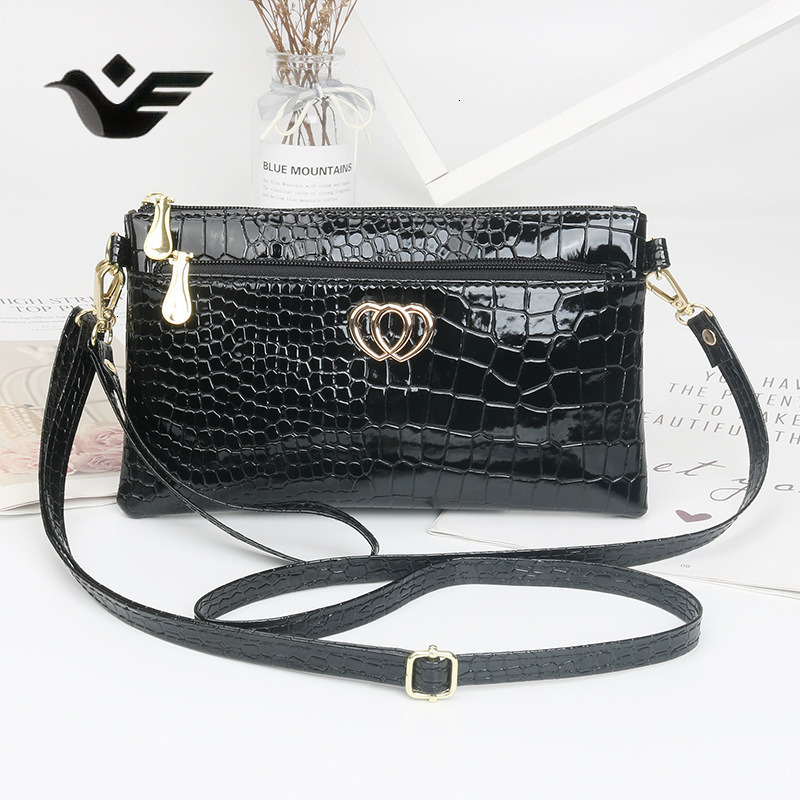 Feiyan Free Shipping New Designer Luxury Shopping Fashion Glossy Patent Leather Crossbody Casual Crocodile Pattern Women's Clutch Small Bag XJ260