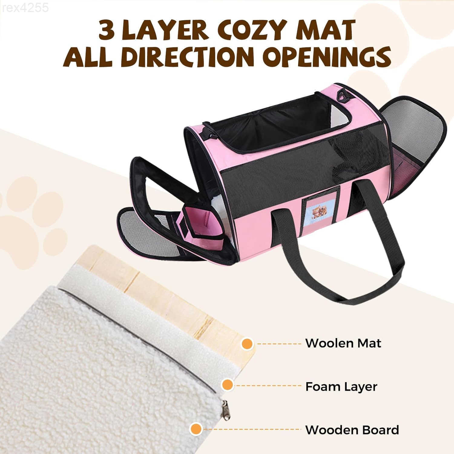 Cat Carrier Dog Carrier for Small Dog Medium CatsPet Travel Bag Puppies up to 15 LbsTSA Airline Approved Cat Carrier SoftW250904