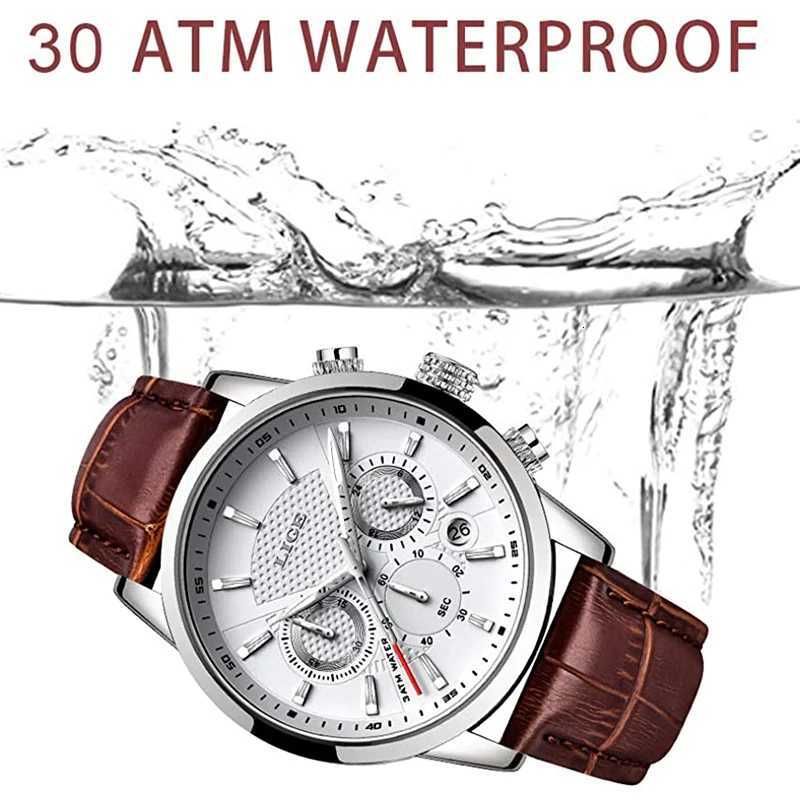 Watches Mens New LIGE Top Brand Luxury Casual Leather Quartz Mens Watch Business Clock M Sports Waterproof Date Chronograph X250904