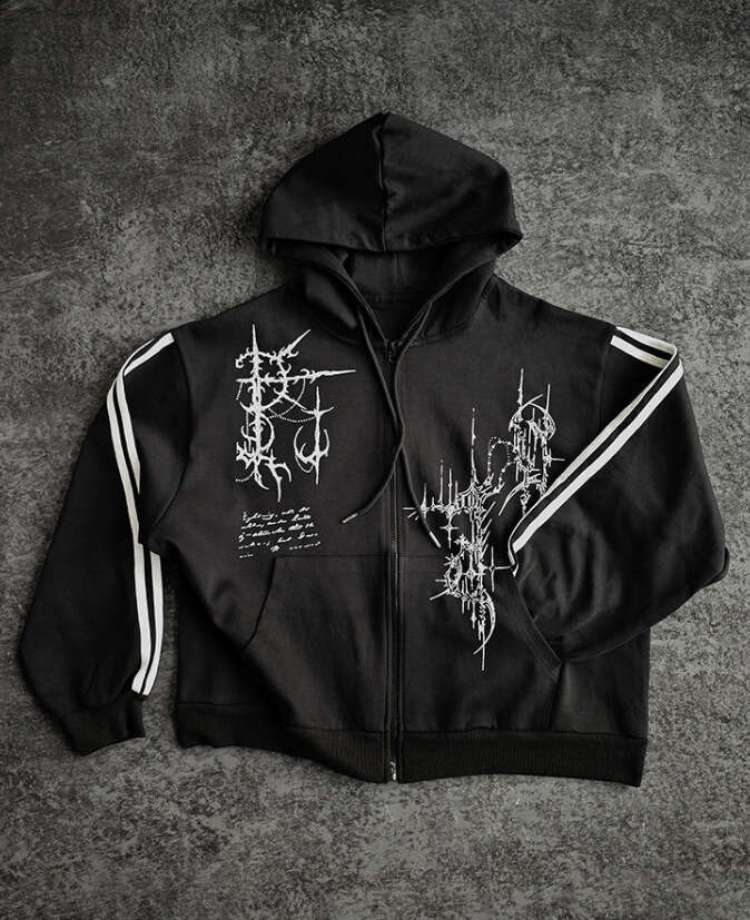 New Y2K Dark Style Sweatshirt Gothic Street Punk Personality Unisex Zipper Hoodie