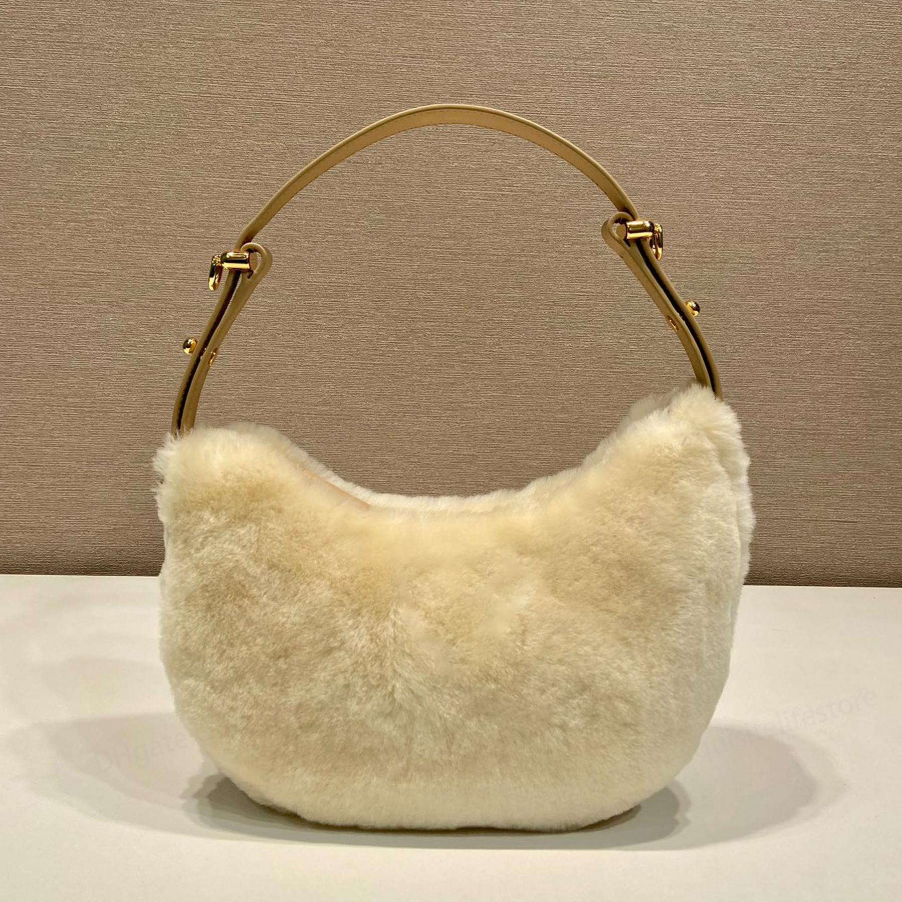 Top Quality Arque Shearling Leather Shoulder Bag Luxury Designer Soft Genuine Leather Crossbody Bag Golden Hardware Handbag Zipper Closure Tote Bag Purse 10A