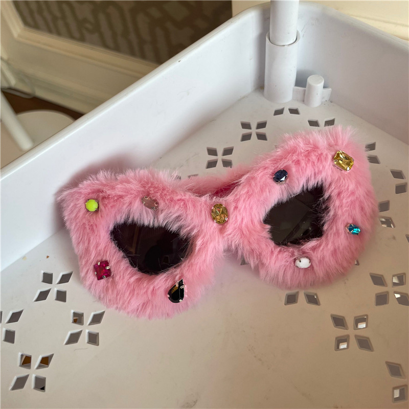 Influencer loved Cat eye Plush Sunglasses Cute Whimsical Retro chic Heart shaped Shades for the Flirty and Fun loving Girl