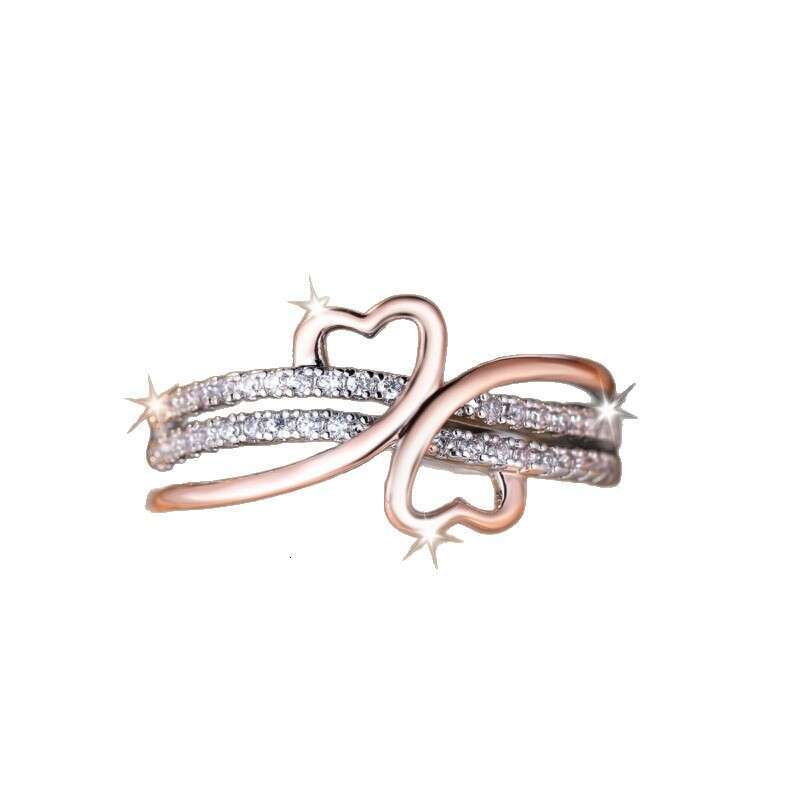 New Two-Tone Heart Irregular Ring - Simple Personality Niche Jewelry with CZ Stones, Stackable Statement Ring for Women