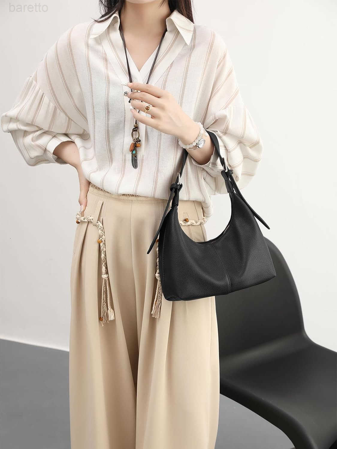 Hobo Bag for Women Soft Vegan Leather Crescent Shoulder Handbag Slouchy Tote Crossbody Purses M250903