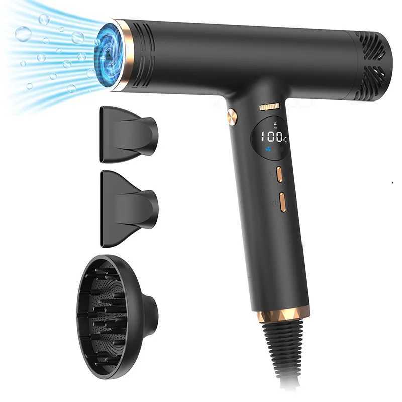 110V Professional Brushless Motor Highspeed Hair Dryer Styling Tool Constant Temperature Negative Ions LCD Temperature DisplayW250904