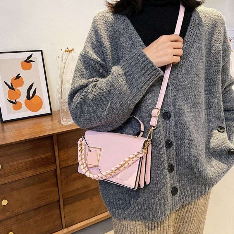 Women's New Chain Shoulder High Quality Crossbody Foreign Handbag Solid Color Square Bag