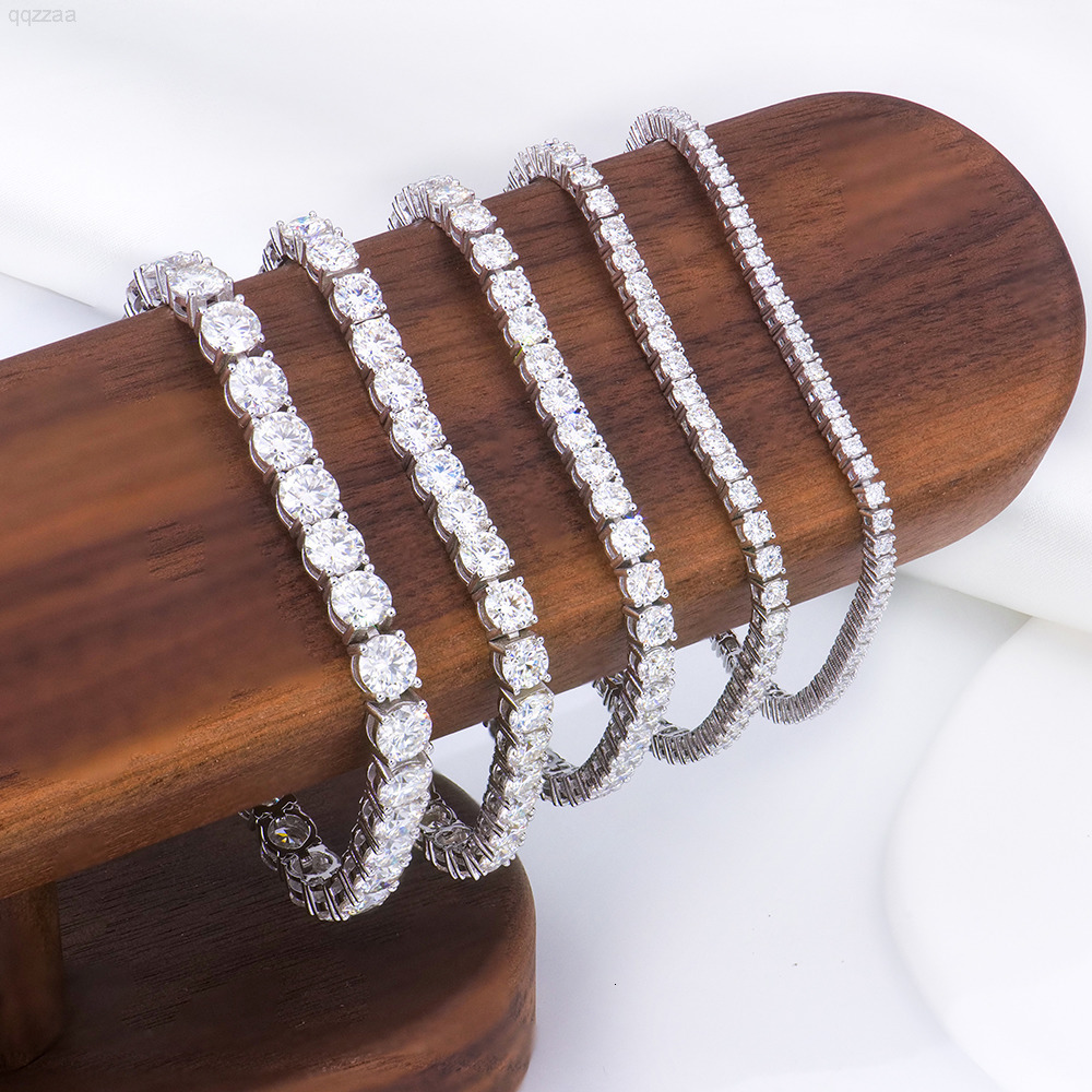 925 Sterling Silver Moissanite Diamond Tennis Bracelet Elegant 2MM6MM Chain Passes VVS Test Collection of Bracelets