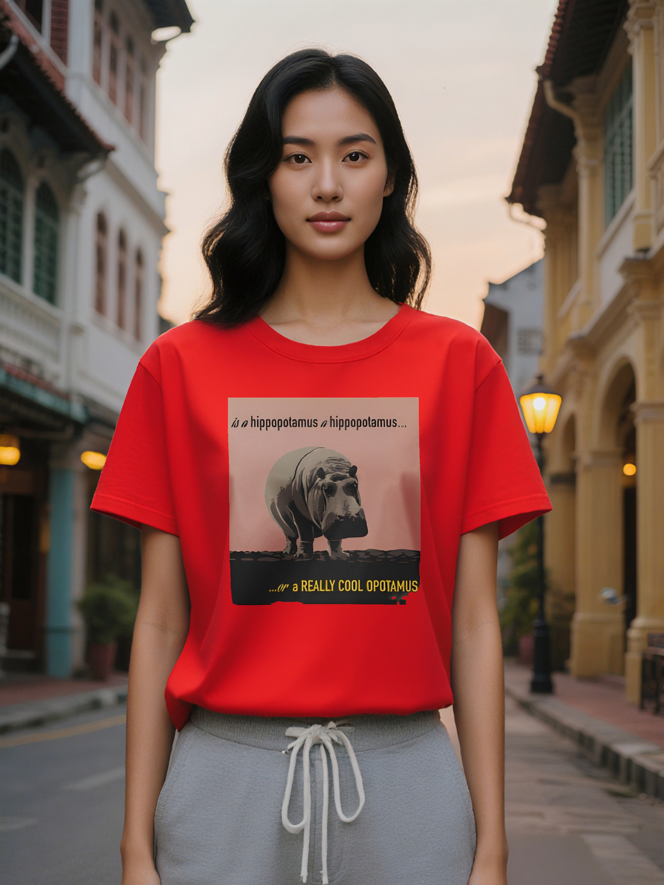 Large XL Lady Casual Crew Neck T-Shirt with Hippos I'm a Really Cool Opossum Design Black Short Sleeve Tee Perfect Gift for Plus Size