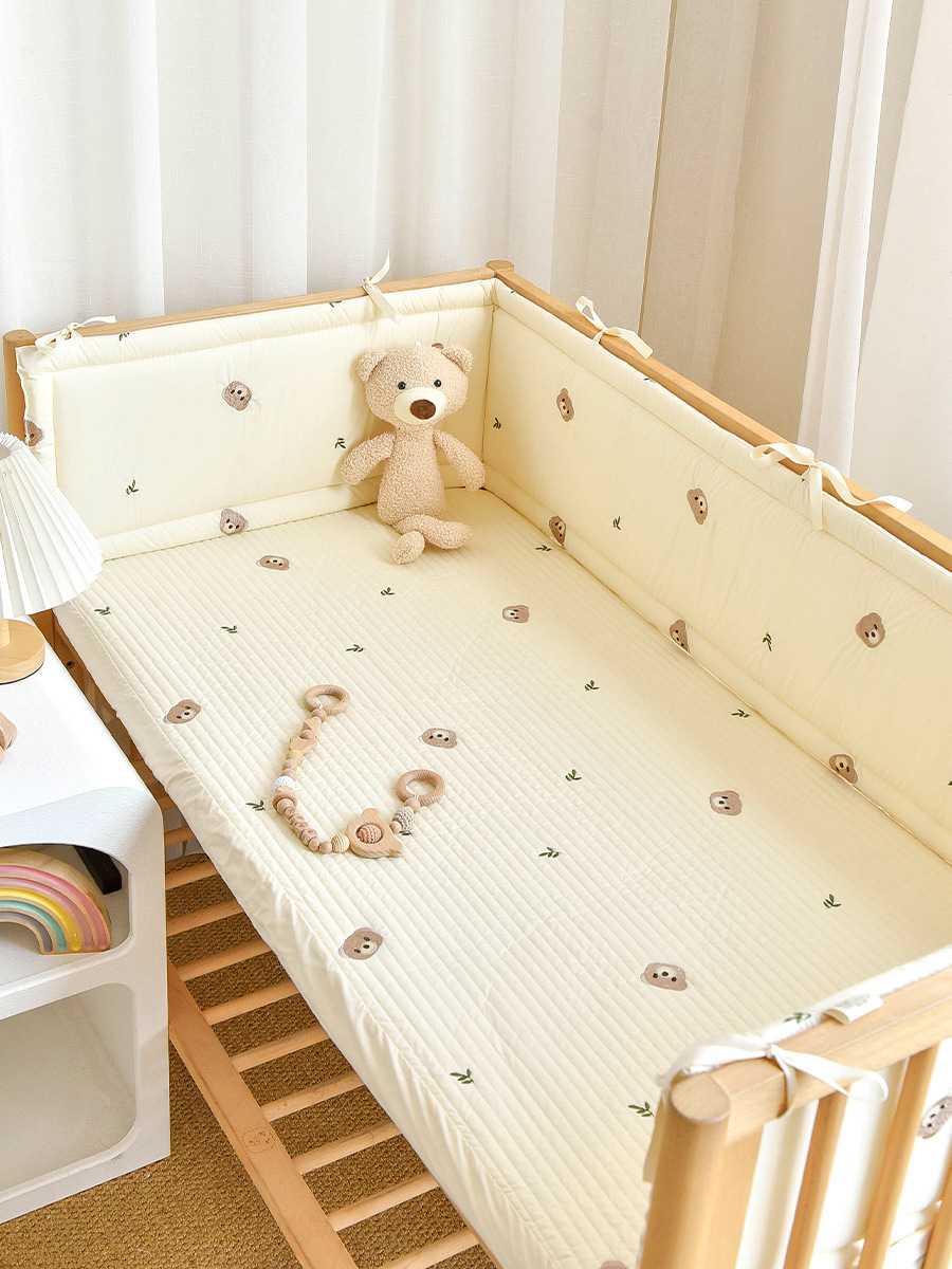 Baby Crib Cotton Bumper born Cartoon Embroidery Cushion Soft Pack Child AntiCollision Strip AntiFall Fence Barrier 250902