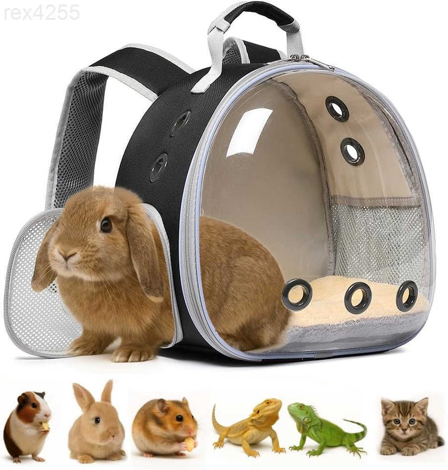 Bunny Carrier Guinea Pig CarrierSmall Animal Carrier Backpack for RabbitBearded Dragon LizardHamsterKitten Breathable Pet Travel Cage Bag Perfect for 
