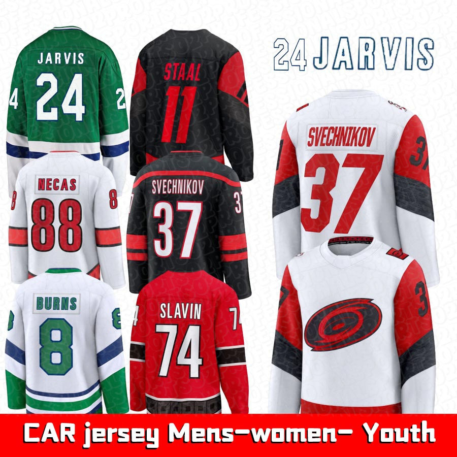 #24 Seth Jarvis Jersey Logan Stankoven Sebastian Aho Andrei Svechnikov Hurricanes Jersey Jaccob Slavin Brent Burns CaroIlina Hockey Jerseys