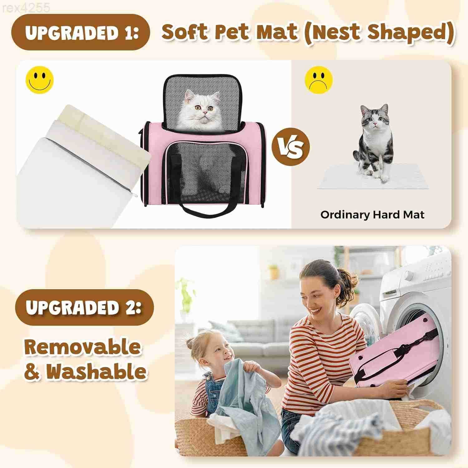 Approved Pet Carrier 17x11x11 Soft Sided Cat Dog Travel Bag for Small Pets up to 15 lbs Portable Collapsible Pet Carrier Under Seat with Mesh Ventilat