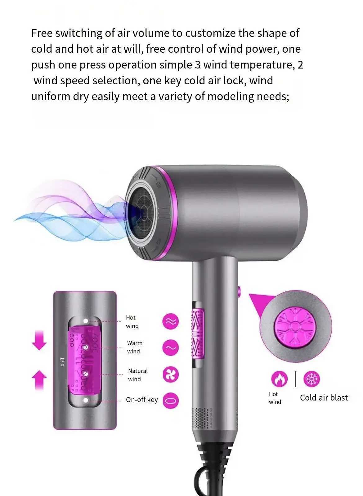 Professional Highpower Electric Hair Dryer Home Hair Salon Hammer Blower High Speed Negative Ions Styling Tools Low NoiseW250904