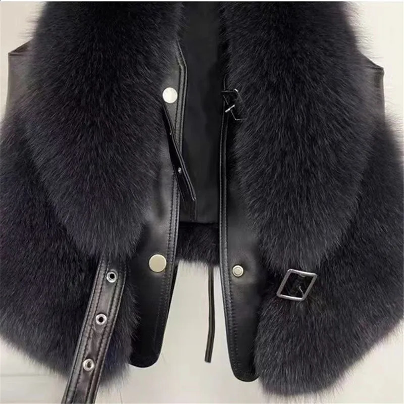 Faux Fur Waistcoat for Womens Chic Splice Fox Coat Ladies Sleeveless Fur Vest Jacket Slim Faux Fox Fur Outwear Vests 250823