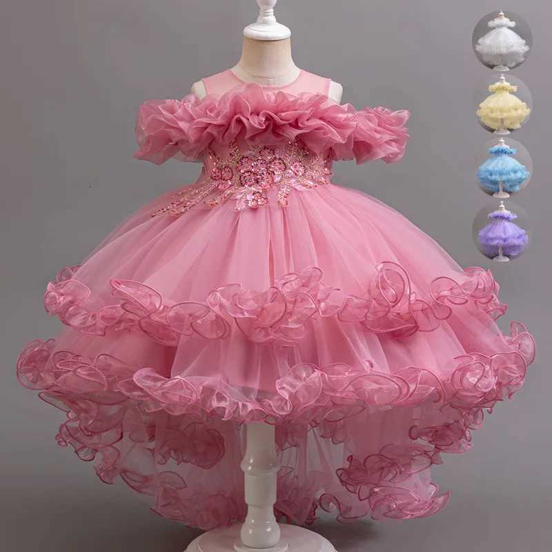 Girl Flower Princess Sequins Baby Wedding Christmas Party Tail Dress Birthday Party Wedding Flower Girl Sweet and Cute Dress Z250904