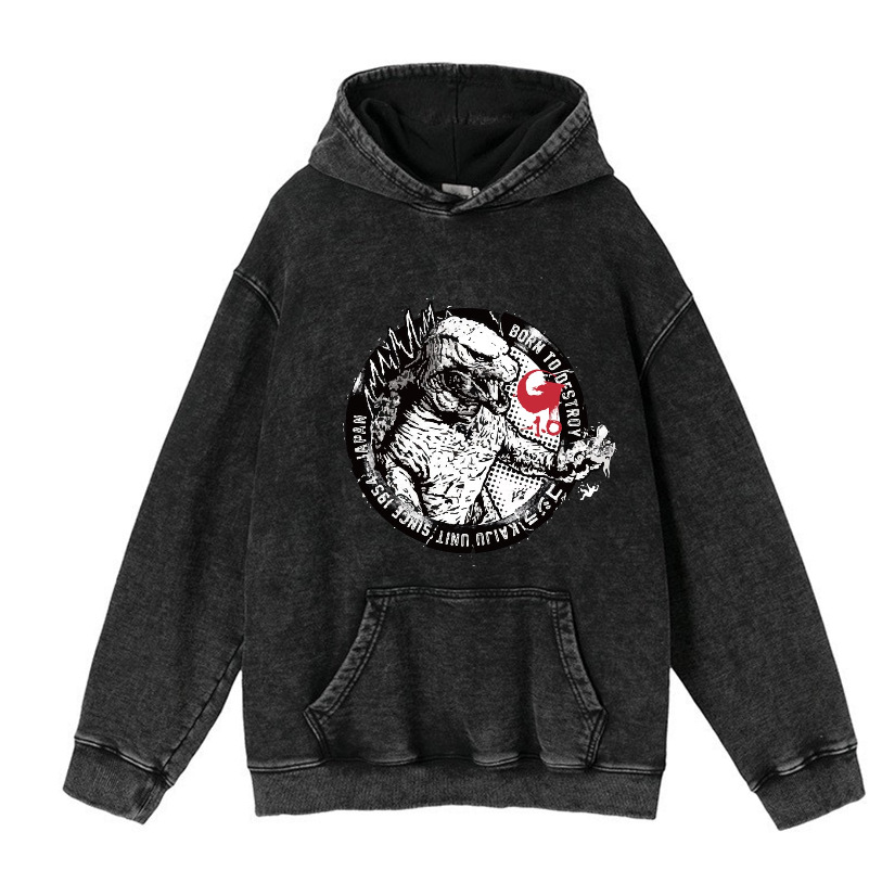 440g Heavyweight Washed Vintage Anime Street Retro Cotton Hoodie Streetwear Hooded Sweatshirt - TT8342