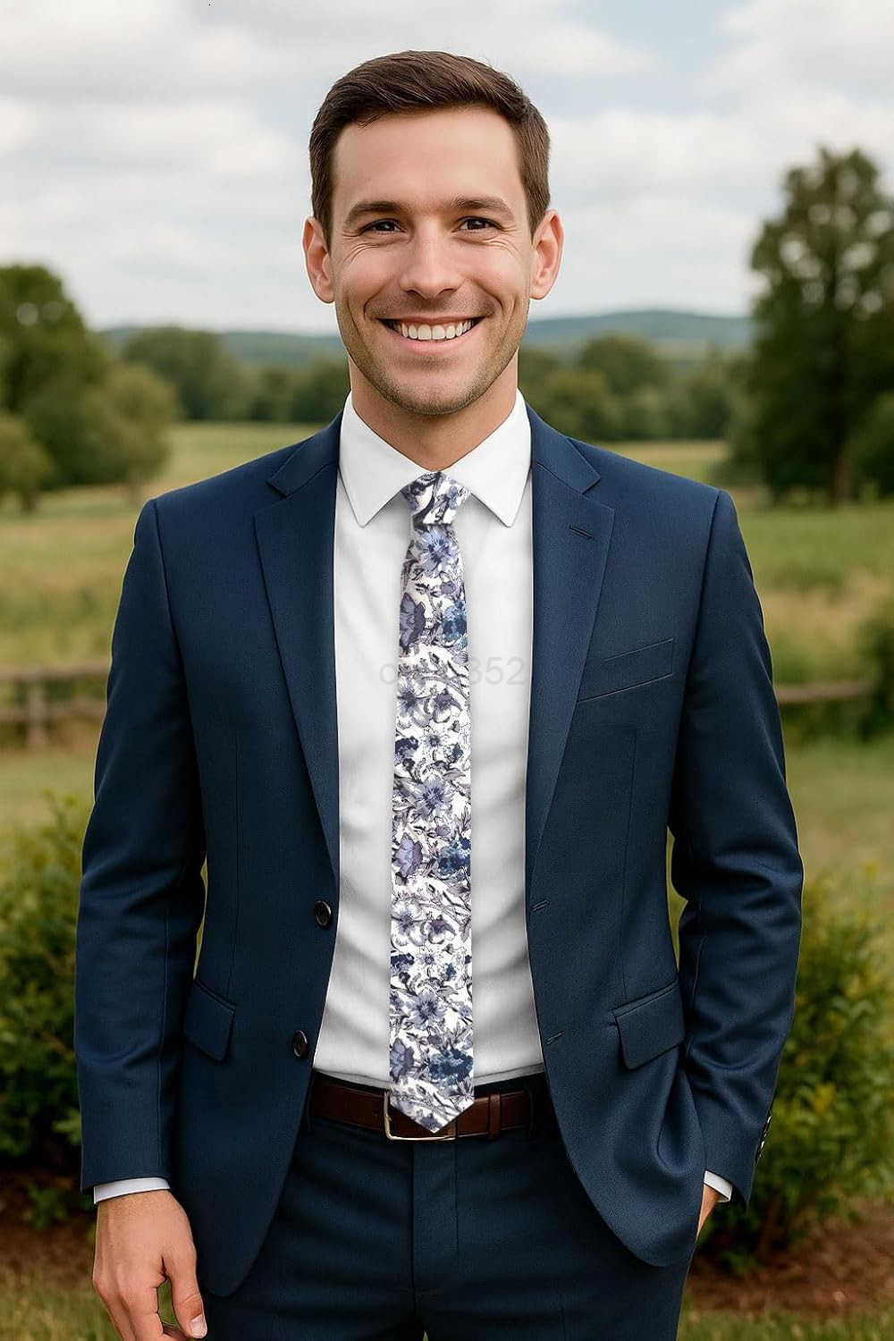 Mens Skinny Slim Cotton Floral Print NecktiesW250904