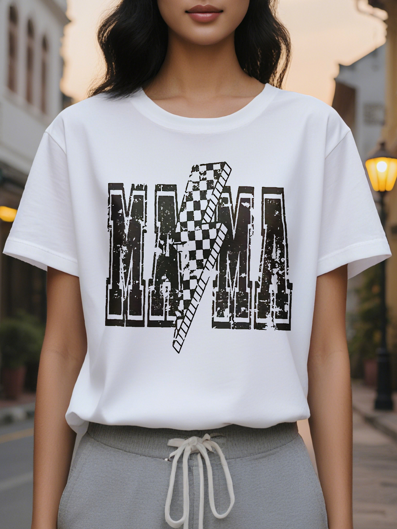 Large XL Tee Women's Casual MMA Graphic Print T-Shirt Bold Letter Design Relaxed Fit Round Neck Washable All Season Plus Size
