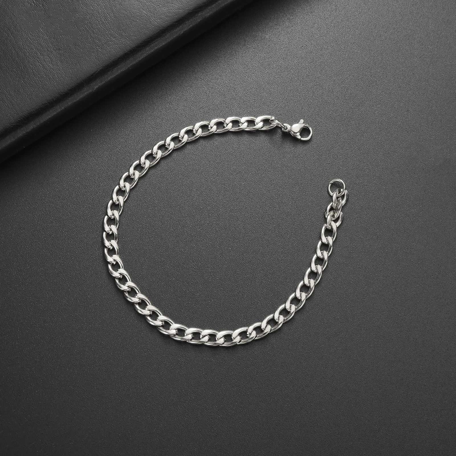 Teamer 310mm Wide Mens Cuban Chain Bracelet Women Stainless Steel Gold Color Minimalist Basic Figaro Chain Punk Jewelry Gift W250904