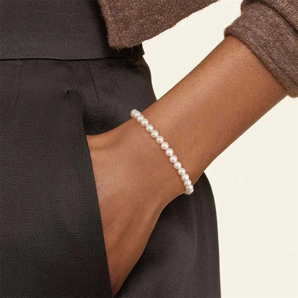 Simple Retro Imitation Pearls Bracelet For Women Stretch Acrylic Bead Men Bracelet Fashion Party Jewelry Pearl Wristband Gift W250904