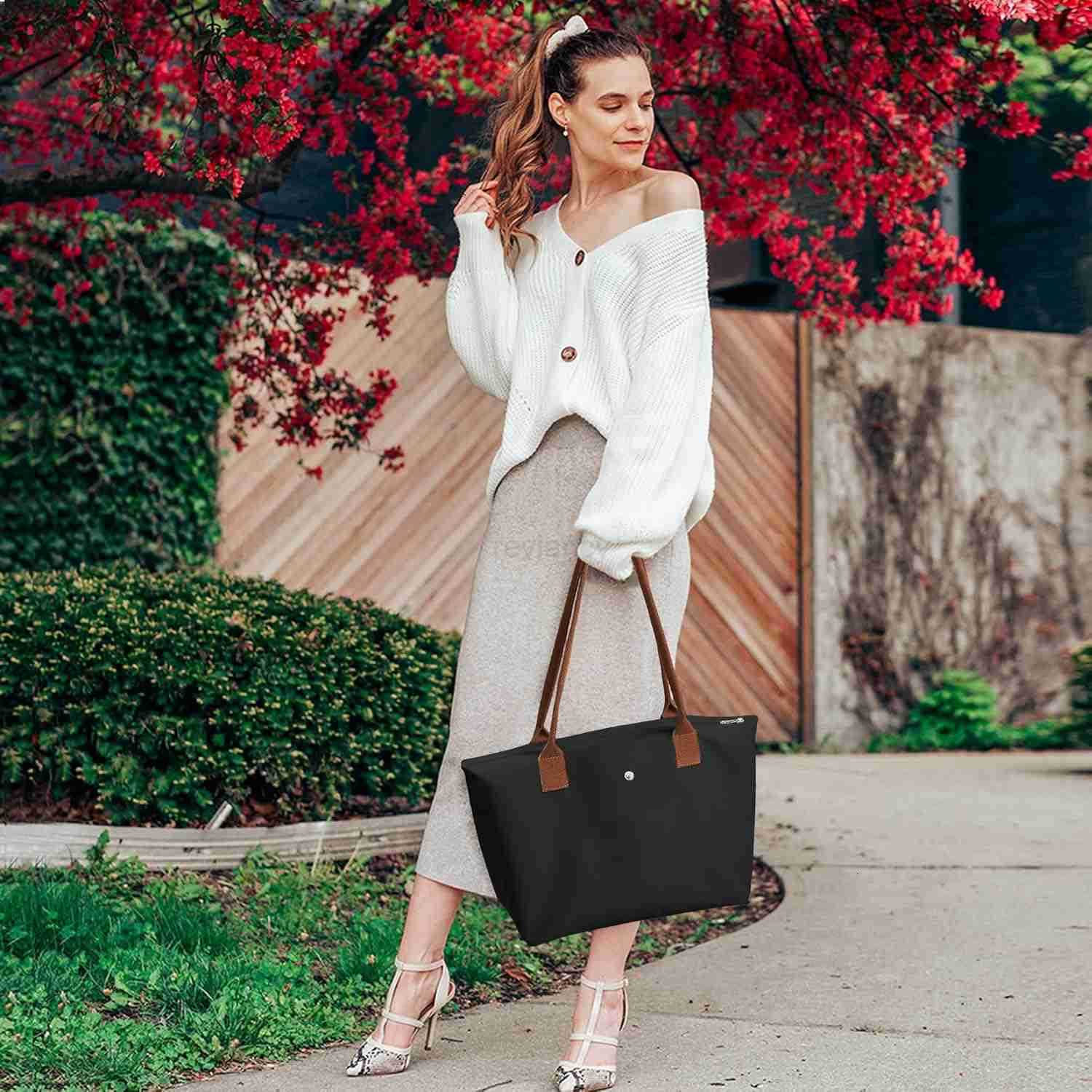 Tote Bag for Women Nylon TopHandle PurseShoulder Hobo handBag with Zipper Leisure Foldable WeekendW250904