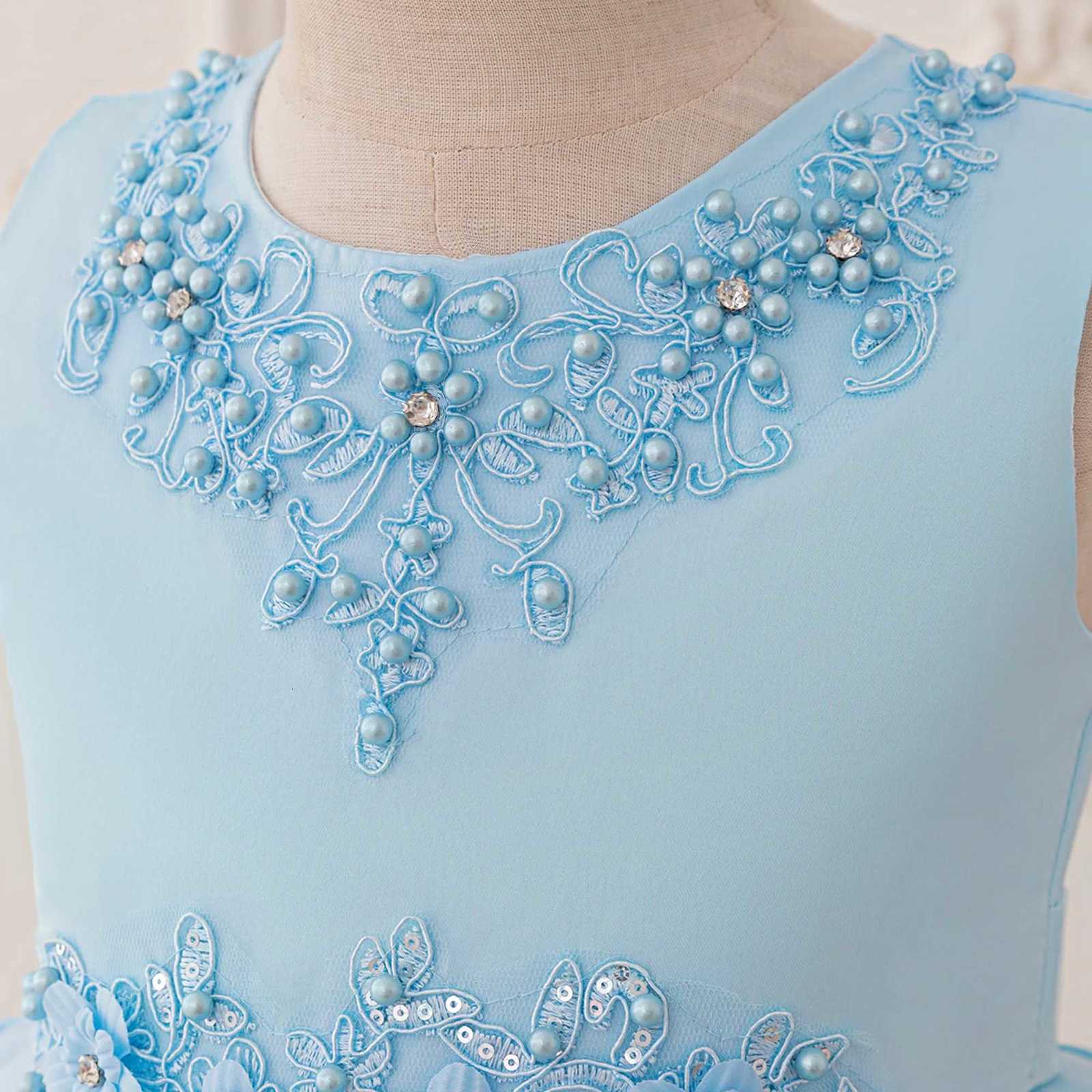 Elegant Flower Bridesmaids Party Girl Dress Summer Tulle Wedding Pageant Princess Prom Dress Girls First Communion Birthday Gown Z250904