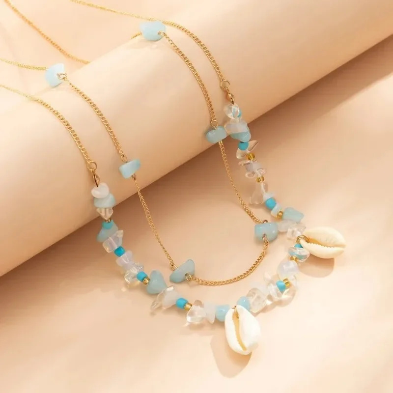 Summer Womens Waist Chain Bohemian Style Natural Gravel Shell Doublelayer Body 2025 Bikini Beach 250903