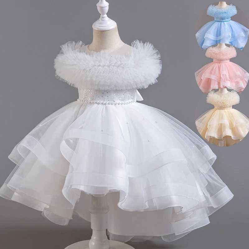 A2401 Childrens Boutique Dinner Party Formal Dress Princess White Elegant Glitter Ball Gown Baby Girls Birthday Party Dresses Z250904