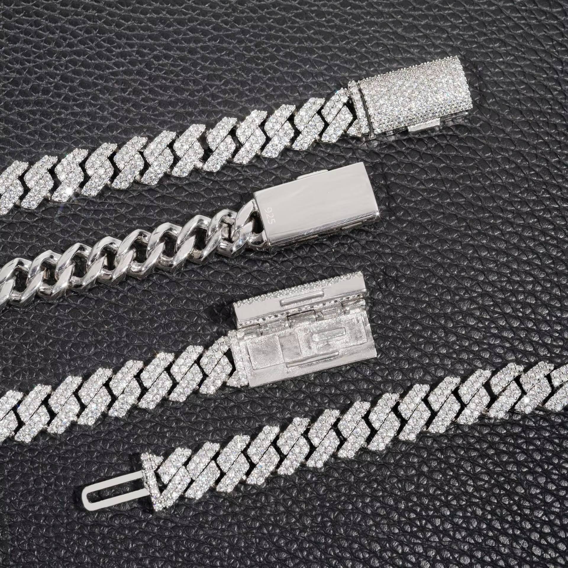 Mens and Womens VVS Iced out Cuban Link Chain Hip Hop Jewelry 10mm Moissanite Necklace and S925 Sterling Silver Bracelet