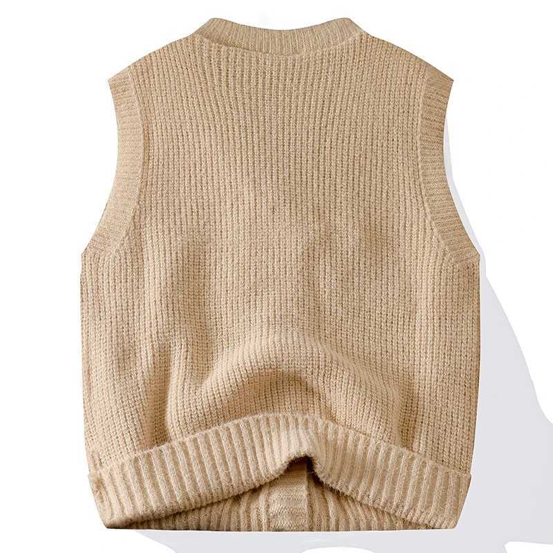 Versatile Fashion Men Casual Sweater Clothe Tops Cardigan Sleeveless Waistcoat Knitwear V Neck Loose Vest Knit Shirt Jacket CoatXJ250904