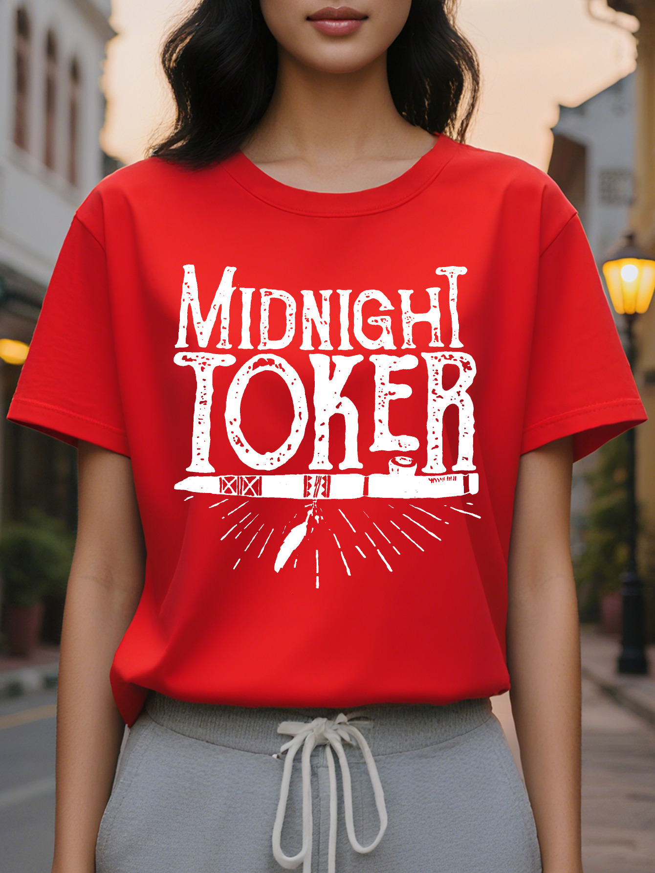 Women's T-Shirt Graphic Letter Printed Round Neck Fitted Summer