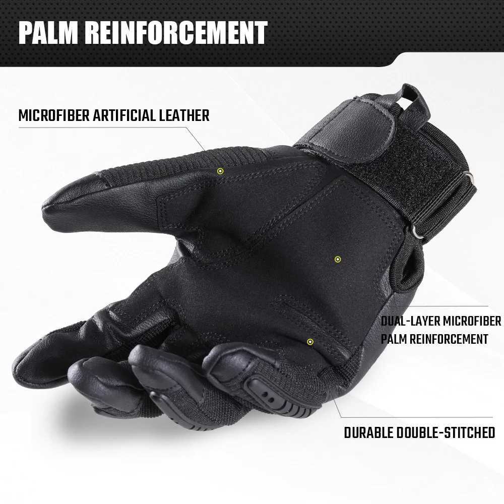 TouchScreen Tactical Full Finger Gloves Hard Rubber Paintball Airsoft Bicyc Combat PU ather Antiskid Cycling Work Glove MenXJ250904
