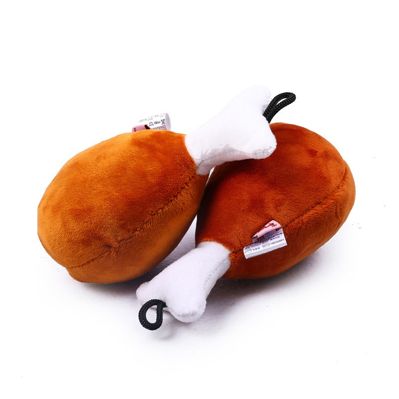 Dog Plush Toy Bite Resistant Squeaky Simulated Chicken Dog Toy Leg Shape Puppy Toy Interactive Dog Accessories