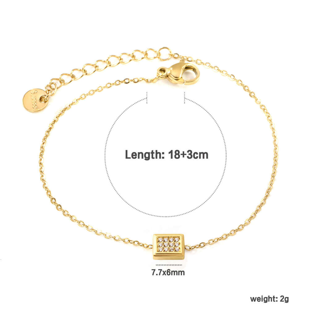 Light Style Zircon Fashion Trend Versatile Heart Oval Geometric Stainless Steel Bracelet for Women