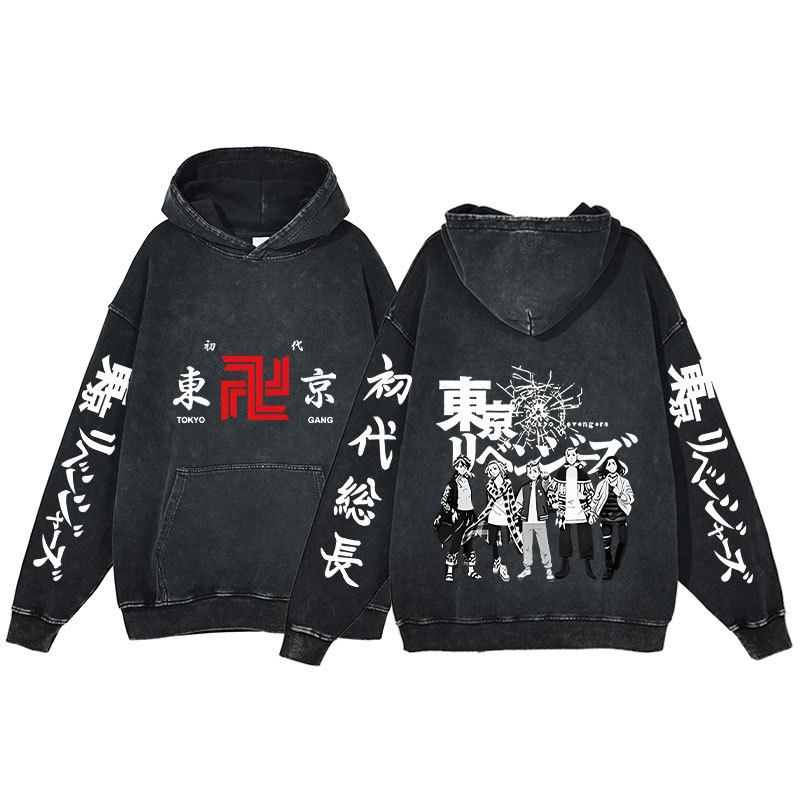 Anime Tokyo Revengers New Hoodie Print Harajuku Washed Hooded Sweatshirt Men's - VT2745