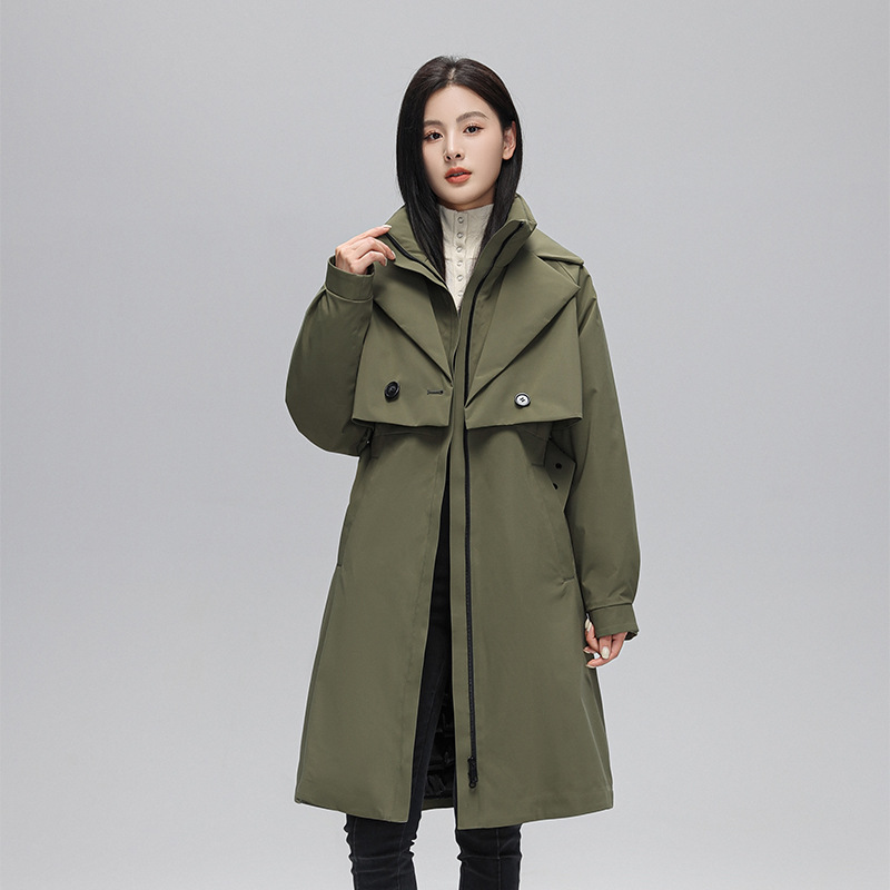 New Fashion Boutique Down Jacket Women Back Waist Hooded Down Jacket Women Medium Long Winter-liu