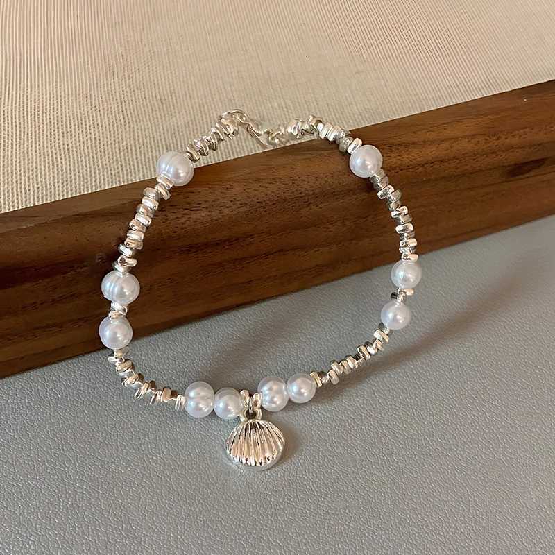 Rantic Shell Pearl Bracelet for Women Irregular Broken Silver Color Beads Simple Design Bracelet Trend Jewelry Birthday Gifts Y250904