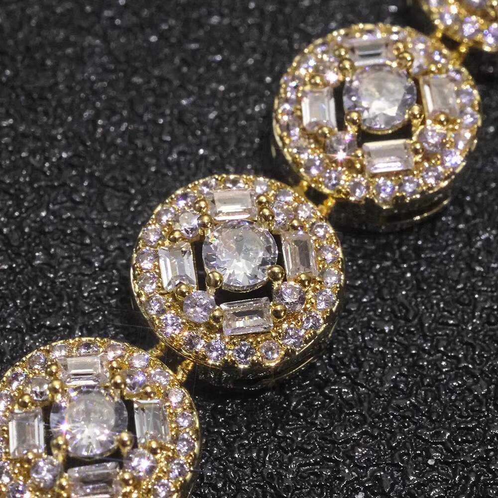 NUOYA VVS Moissanite Cluster Tennis Chain Mixed Inlay Baguette Diamond 925 Silver Tennis Chain Bracelet Hip Hop Custom Jewelry