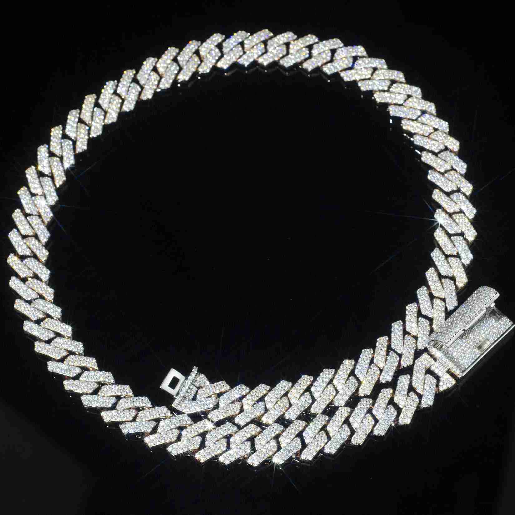 Unique 12MM Moissanite Cuban Chain Bracelet HipHop Style Factory Direct