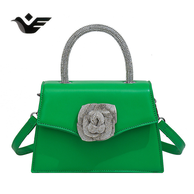 Feiyan Free Shipping New Designer Bag Luxury Shopping Bag High-end Versatile Handbag Silk Shiny Diamond Flower Small Square Bag For Banquets Socialite