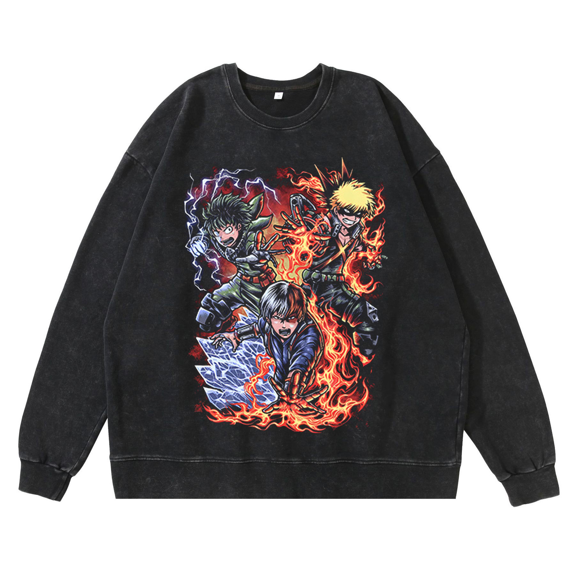 360g Heavyweight Washed Vintage Hoodie Streetwear Hip-Hop Anime My Hero Academia American High-Street Cotton Fall Hoodie - TT8209